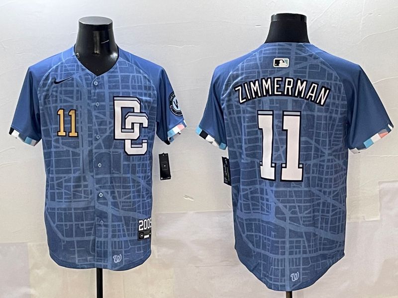 Men Washington Nationals 11 Zimmerman Blue Joint Name 2025 Nike MLB Jersey style 3